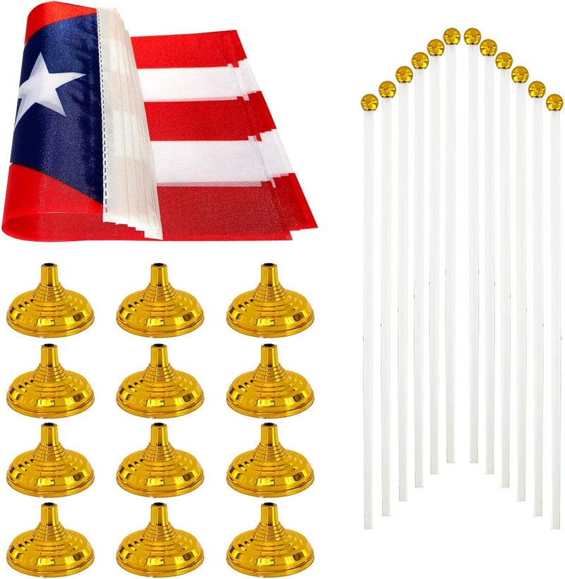 WXTWK 12 Pack Puerto Rico Flag Puerto Rican Desk Flag Small Mini Puerto Rican Table Flags With Stand Base,Home Office Festival Events Celebration Decorations - Image 3